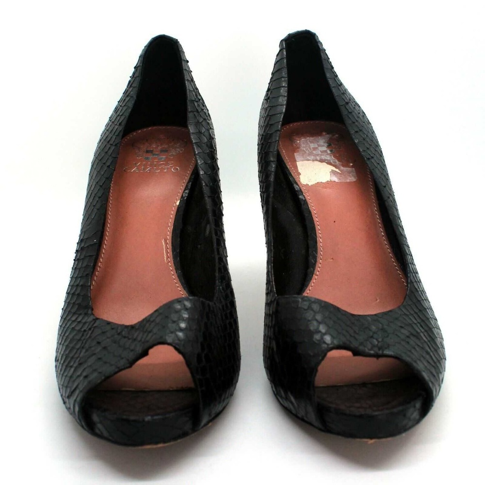 Vince Camuto Peep Toe Pumps Black Leather